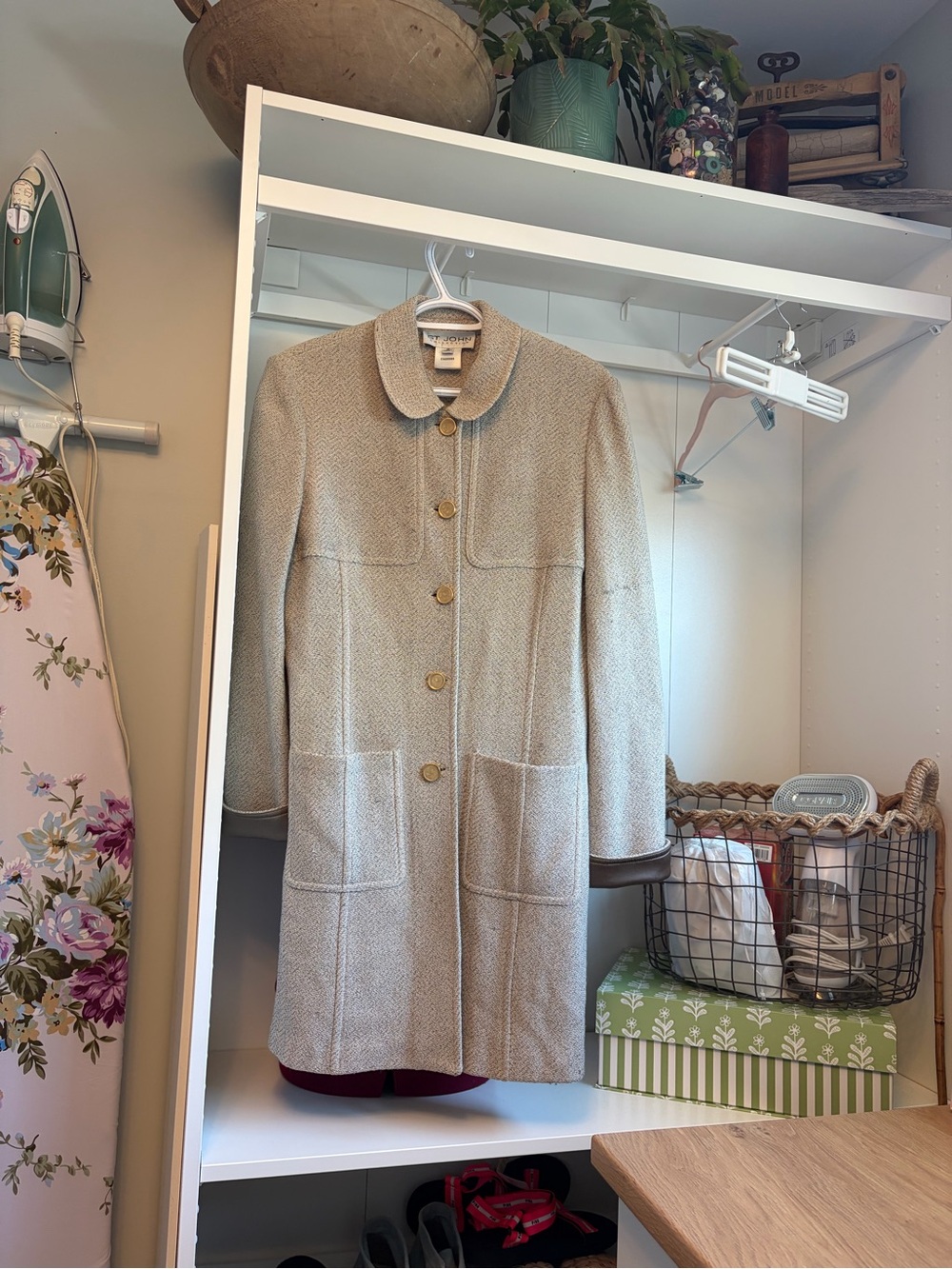 Vintage St. John Collection Wool-Rayon Knit Botton Front Pea Coat